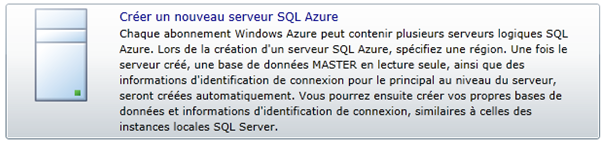 Création du serveur SQL Azure
